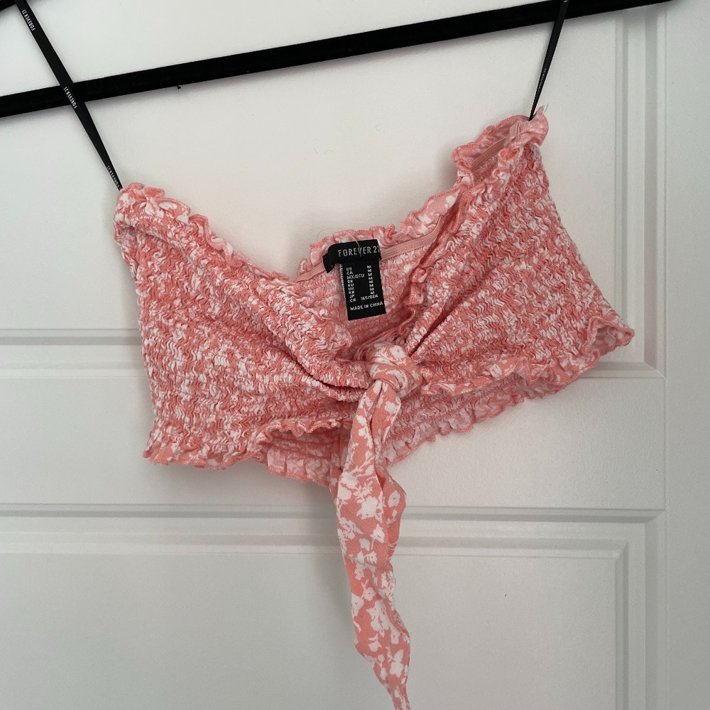 Forever 21 Floral Cropped Scrunch Tube Top
